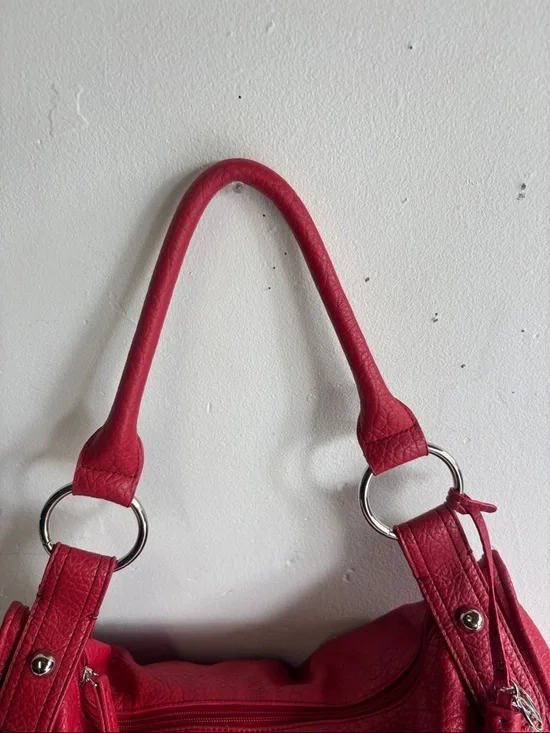 Nine West Red Textured Vegan Leather Hobo Bag - Picture 6 of 11